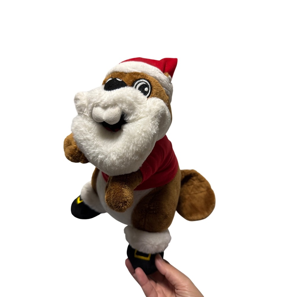 Buc-ee's Santa Beaver Plush 11" Santa Suit Fluffy Beard Black Boots Christmas